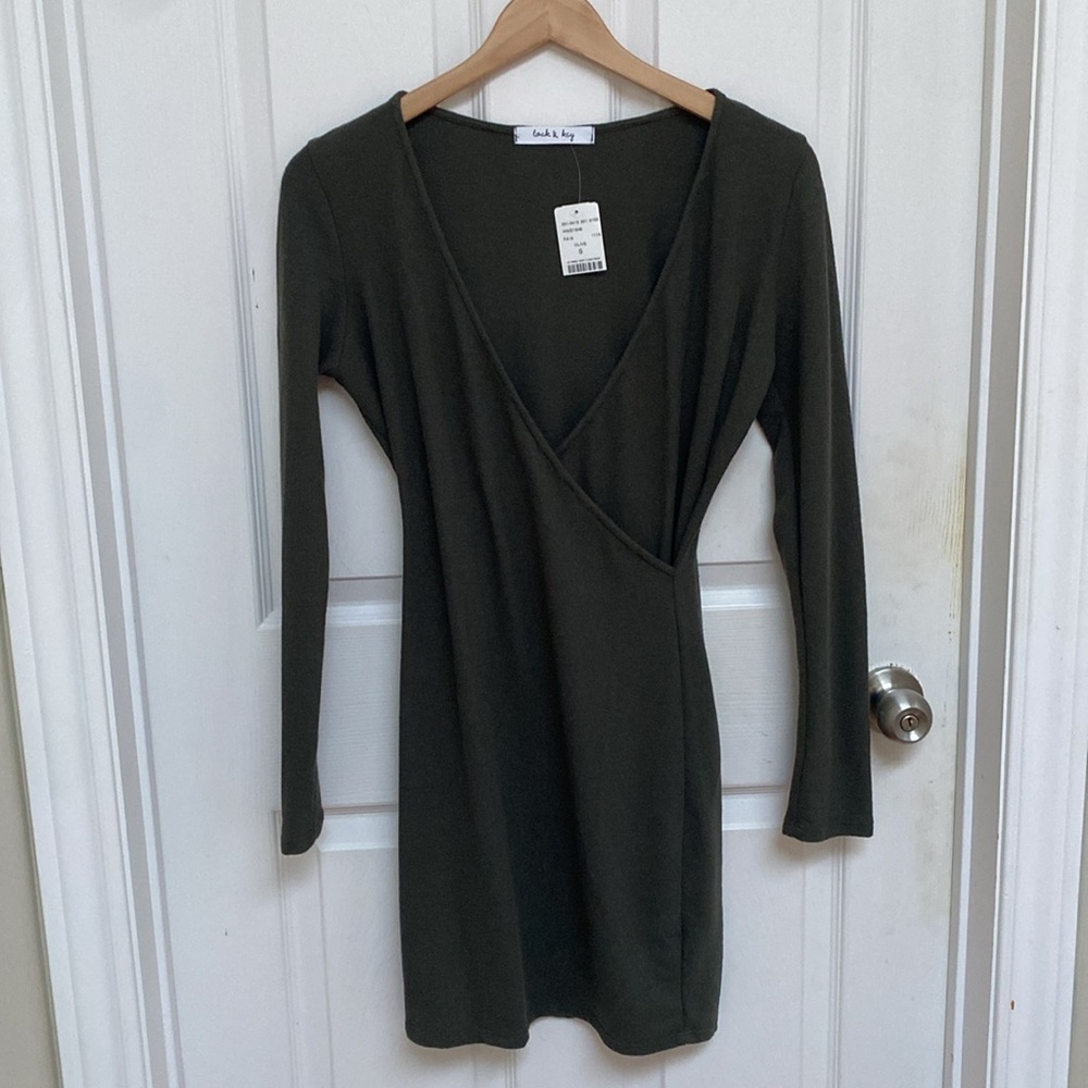NWT Lock & Key Ribbed Terry Crossover Dress (S)